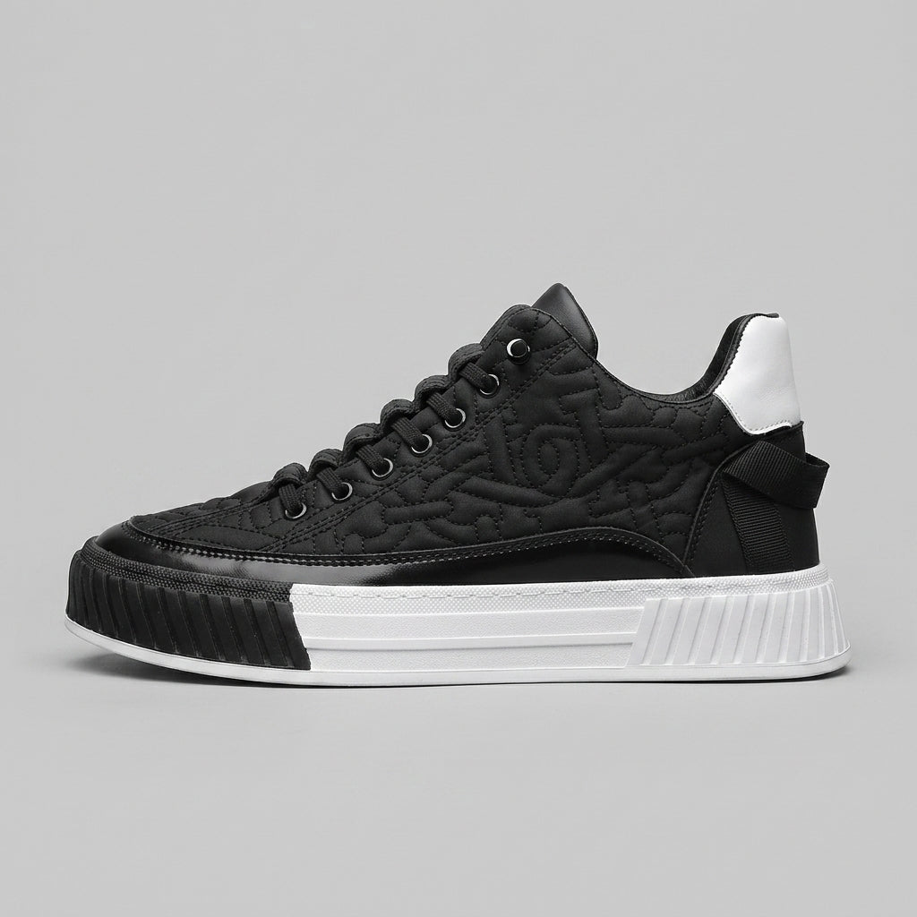 Men's Low-Top Quilted Sneakers - Chunky Platform - Lace-Up