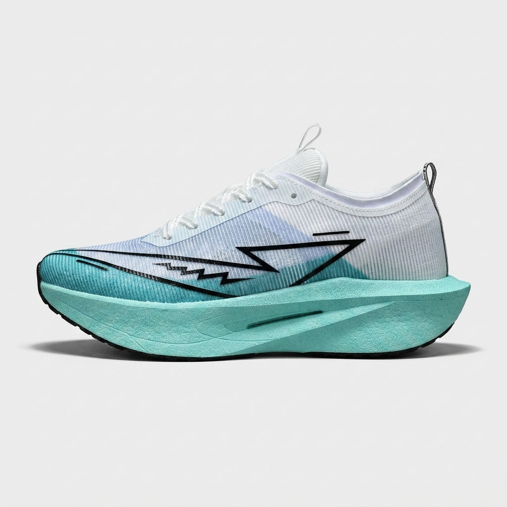 Men's Lace-Up Mesh Running Sneakers with Curved Rocker Sole