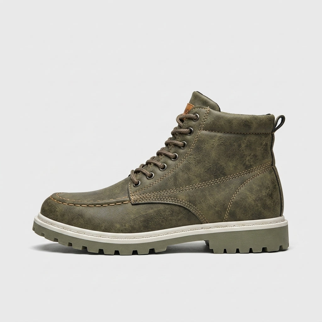 Men's Mocktoe Boots Casual Wedge Sole Lace-Up Ankle
