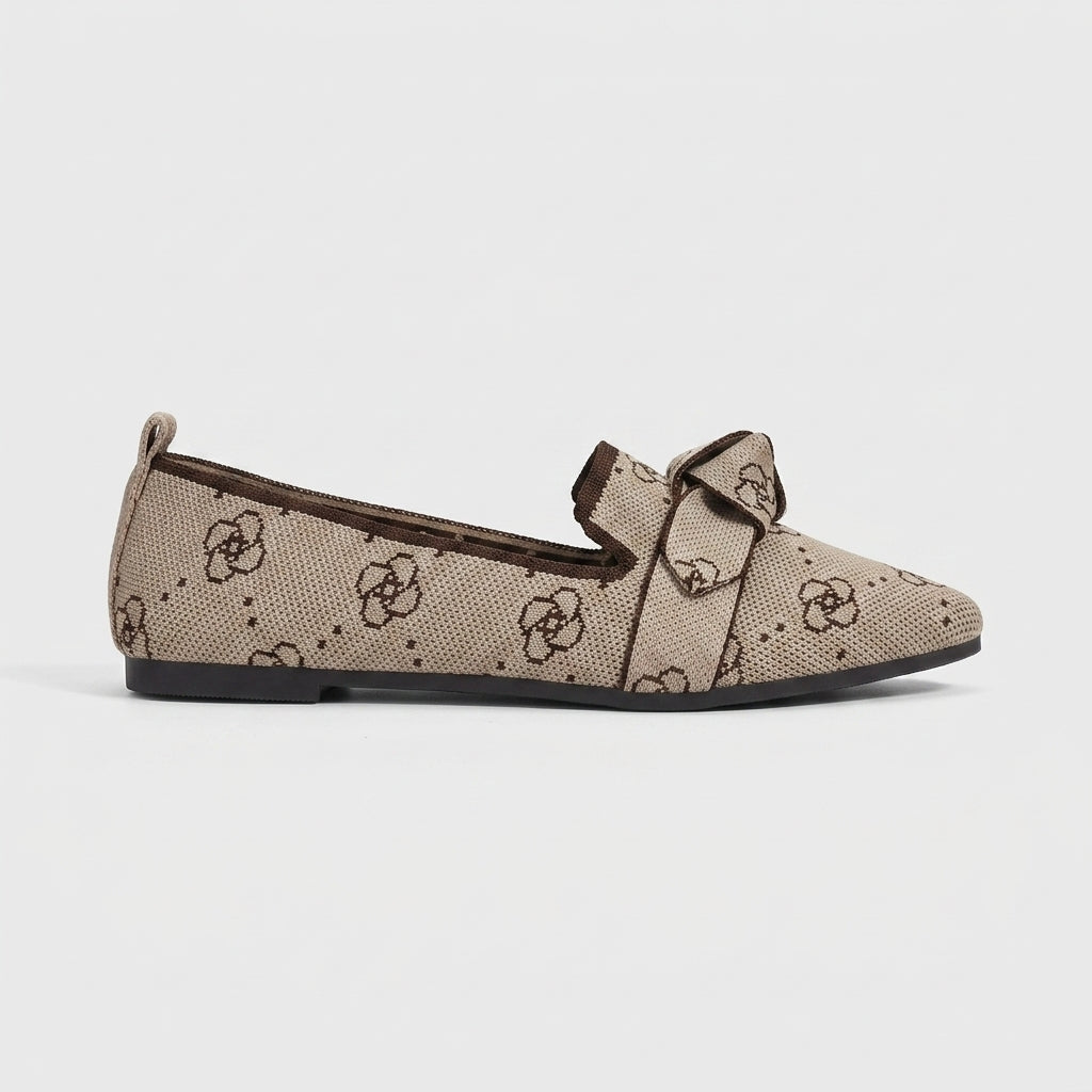 Women's Flats Pointed Toe Knotted Bow Slip-On Knit Loafers