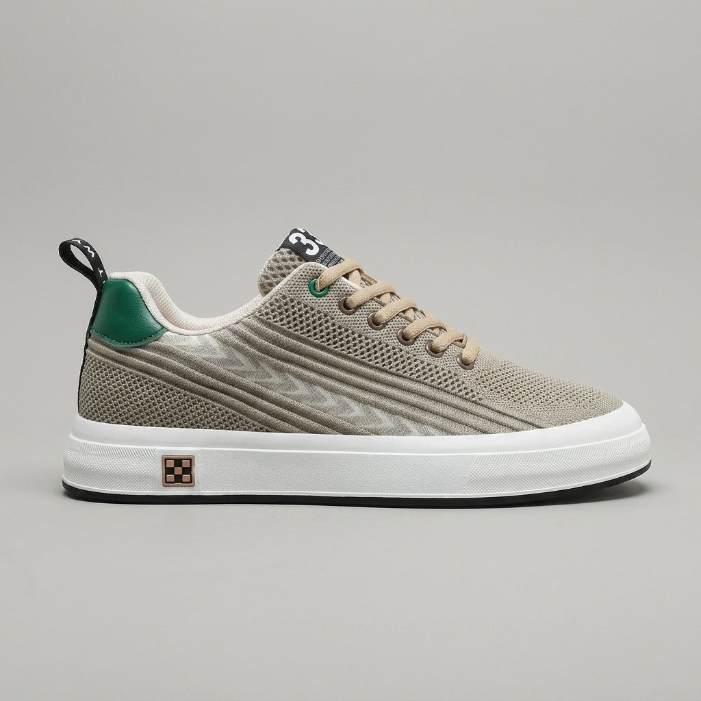 Men's Sneakers Mesh Upper Chevron Stripe Lace-Up Low-Top - 6cm