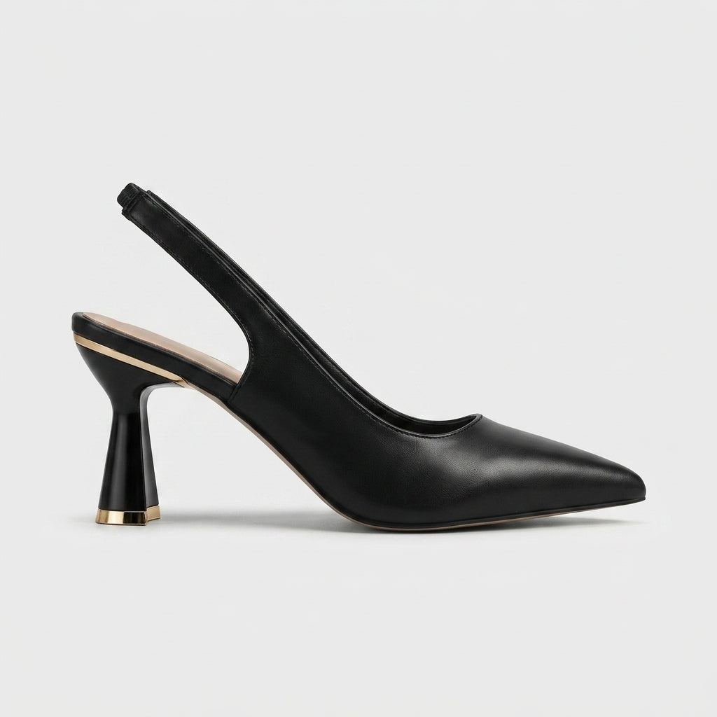 Women's Heels Pointed Toe Slingback Mid Block Heel