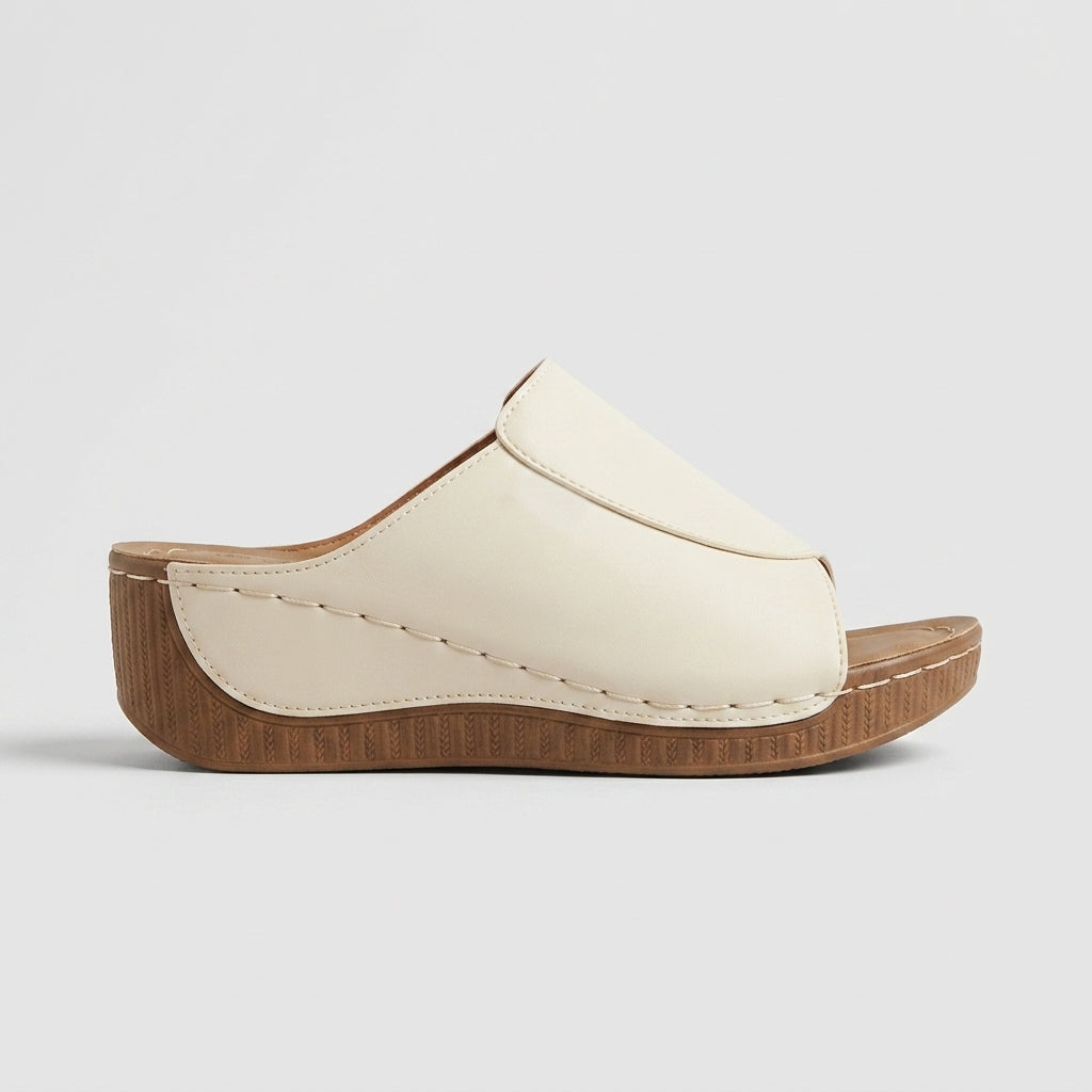 Women's Platform Sandals Open-Toe Slip-On Wide Strap Slides