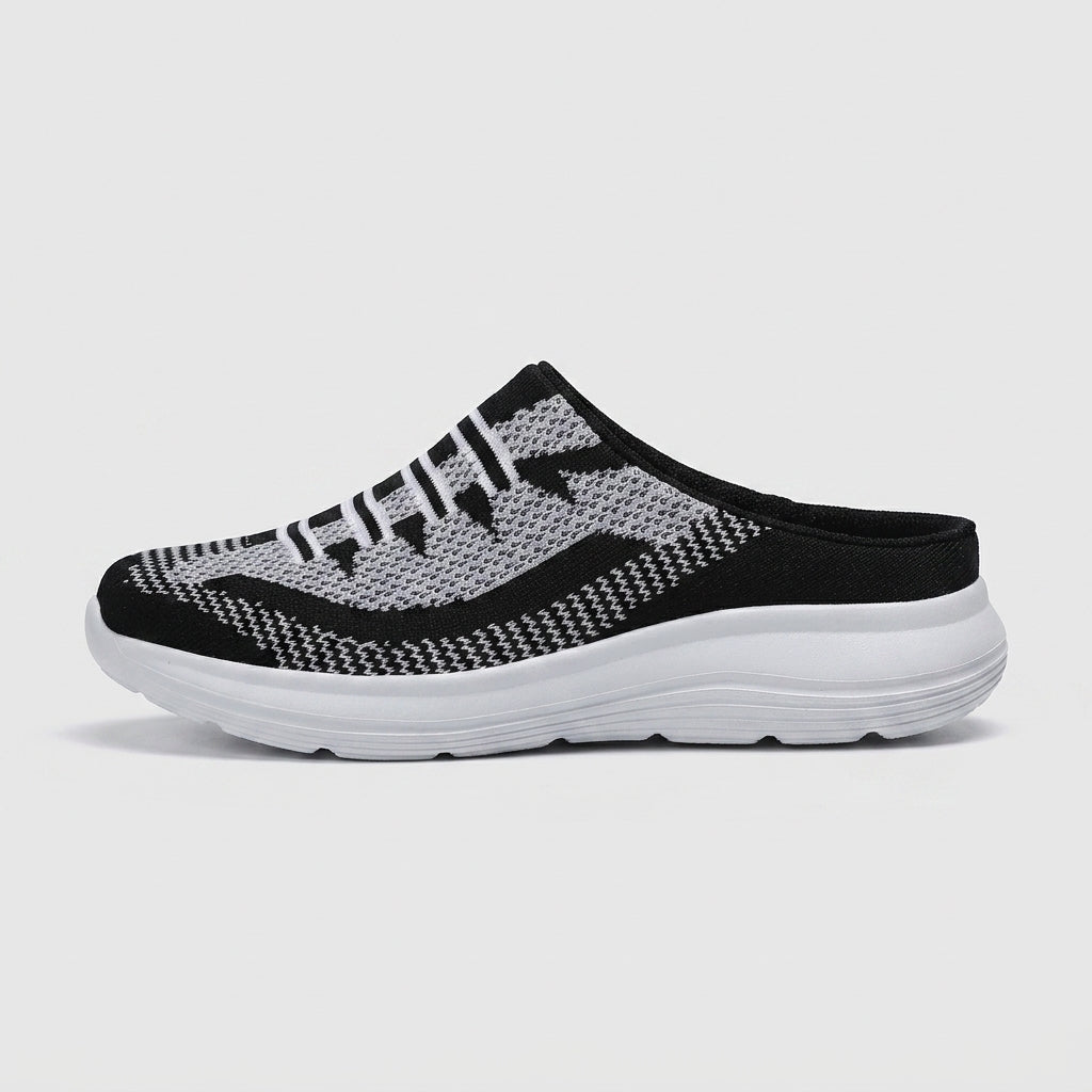 Women's Sneakers Slip-On Mesh Mule - Stripe Pattern Flex Sole