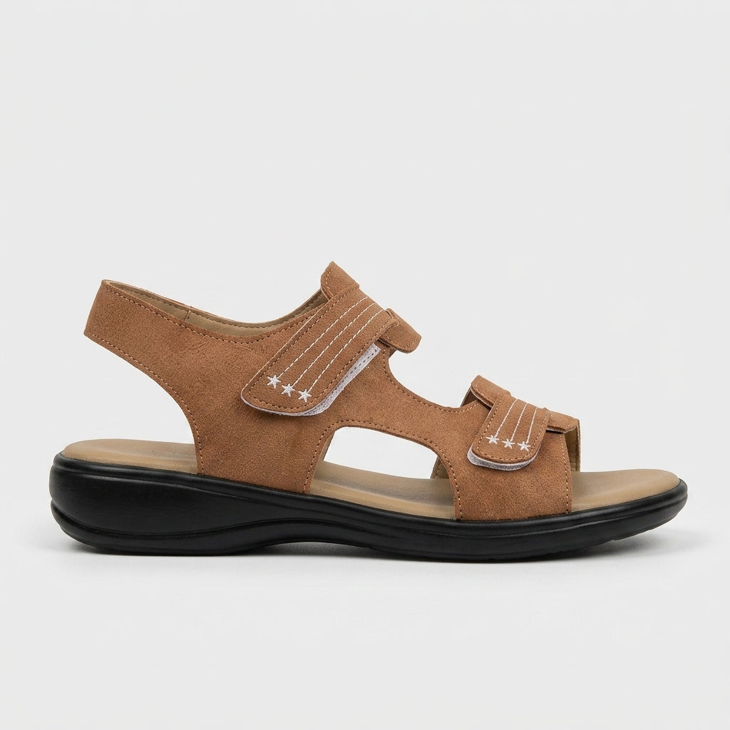 Women's Multi-Strap Flat Sandals - Hook Loop Closure Comfortable