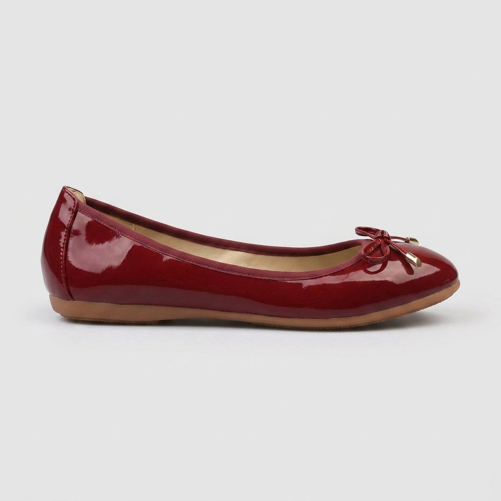 Women's Flats - Bow Detail Slip-On Round Toe Ballet Style