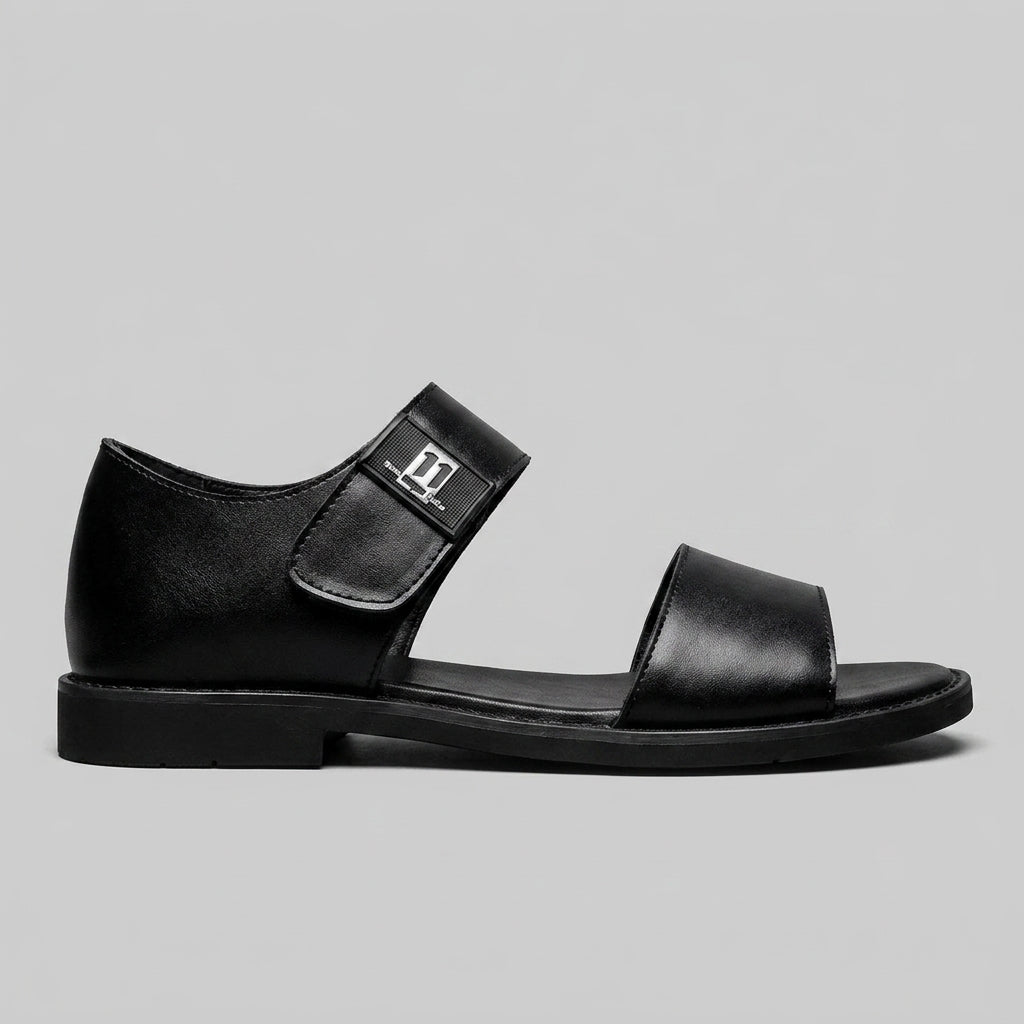Men's Open Toe Leather Sandals – Cutout Vamp with Ankle Buckle Strappy