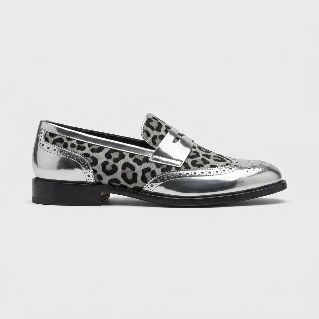 Men's Leopard Print Loafers Slip-On Pointed Toe
