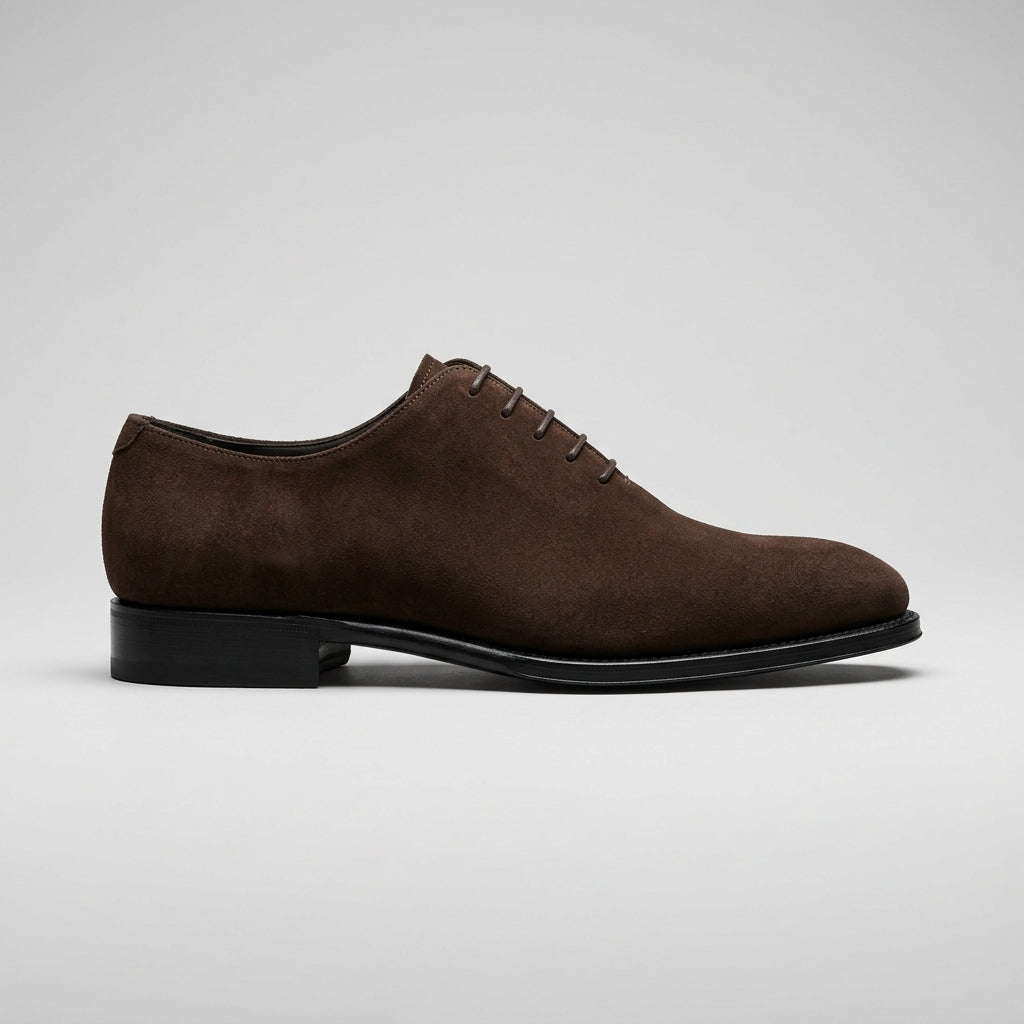 Men's Suede Oxford Shoes with Plain Toe and Lace-Up Closure