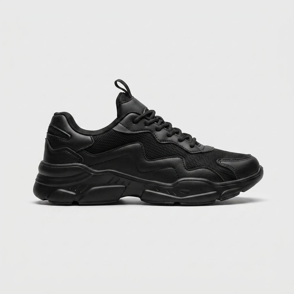 Women's Low-Top Lace-Up Sneakers - Mesh Upper - Chunky Sole