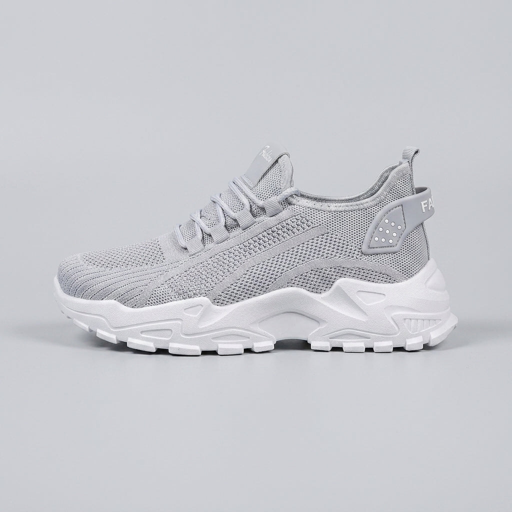 Women's Chunky Knit Sneakers with Lace-Up Closure and Lugged Sole