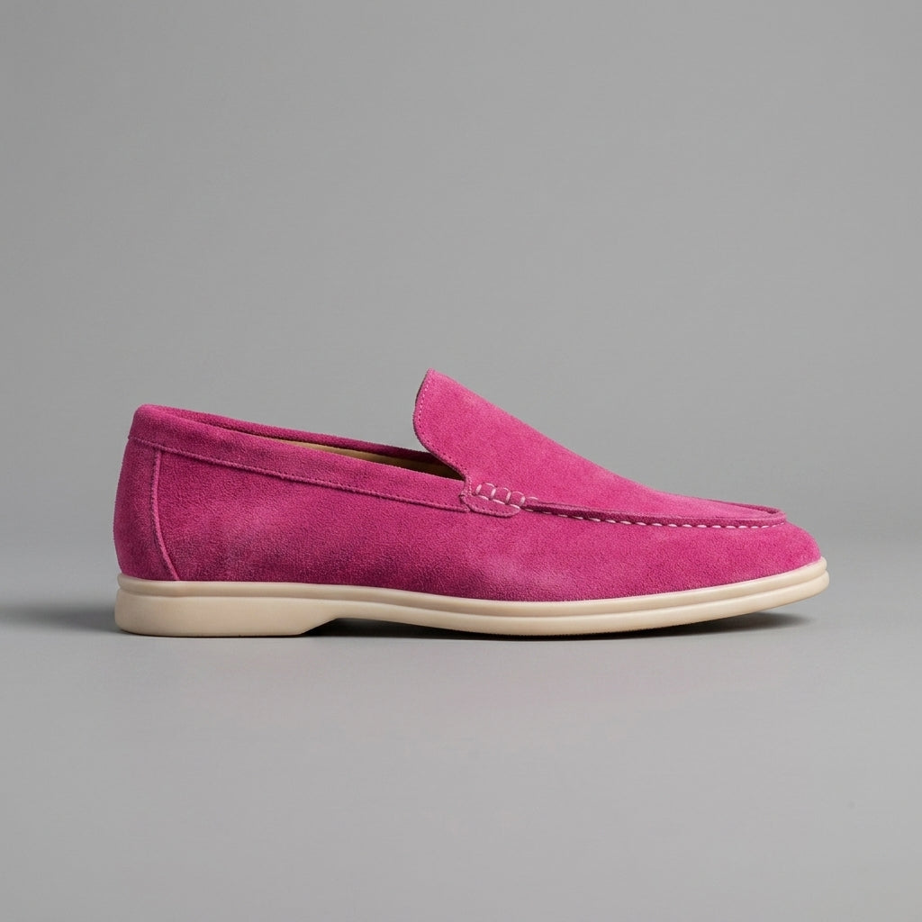 Men's Loafers Slip-On Moc-Toe Suede Rubber Sole Casual