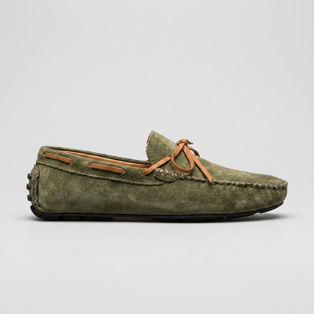 Men's Loafers Suede Moccasin Bow Lace Driving Penny Loafers