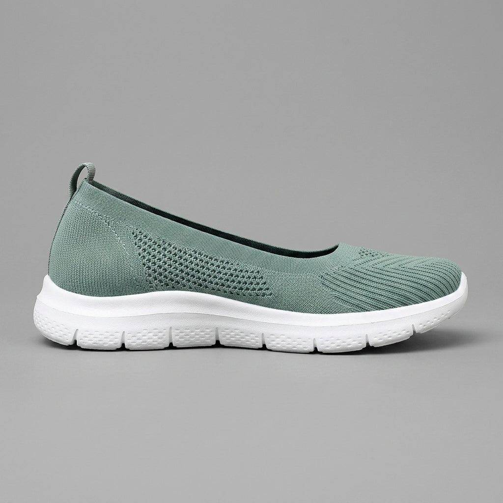 Women's Slip-On Sneakers Knit Upper Rounded Toe Rubber Sole