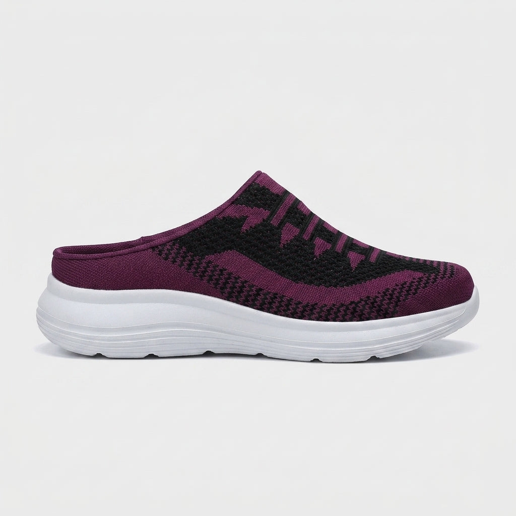 Women's Sneakers Slip-On Mesh Mule - Stripe Pattern Flex Sole