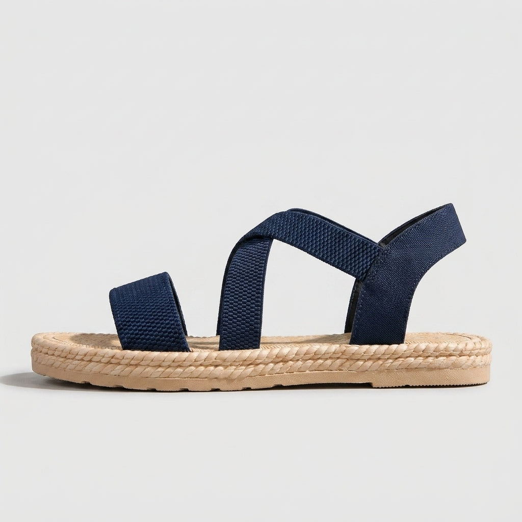 Women's Espadrille Sandals - Open Toe - Crisscross Strap - Woven Platform