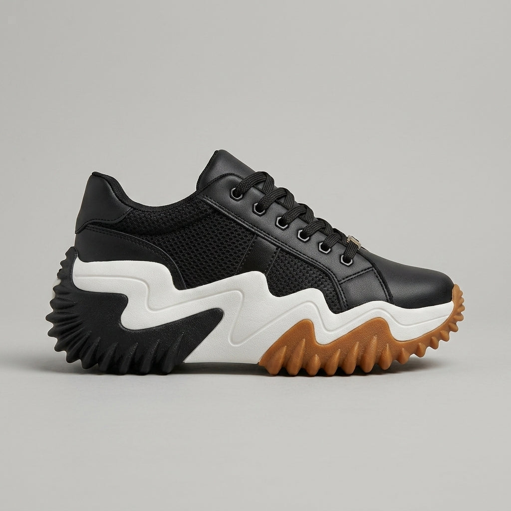 Women's Sneakers Platform Lace-Up Chunky Sole Low-Top