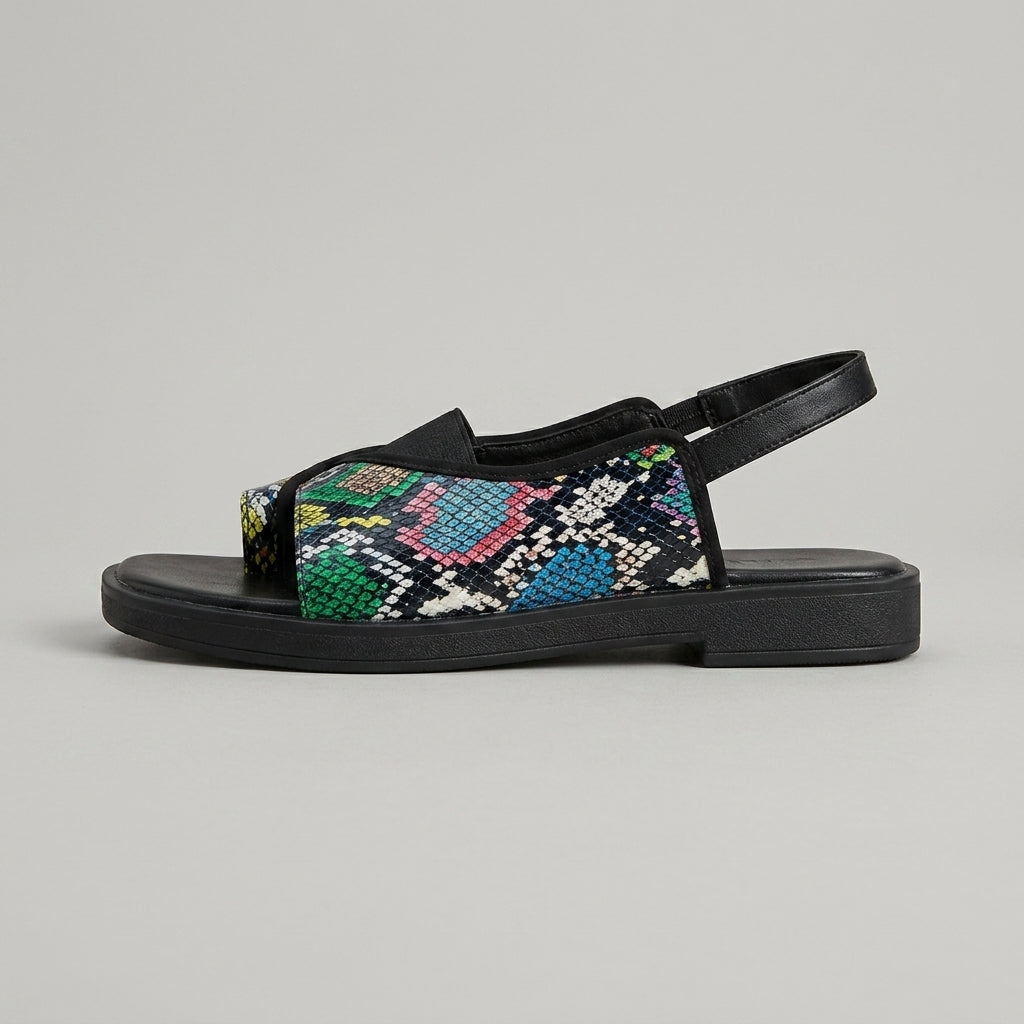Women's Thong Slingback Sandals with Square Toe and Flat Sole