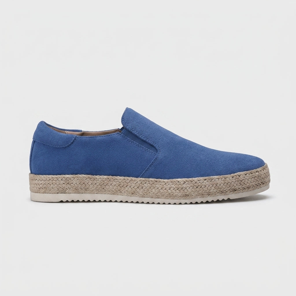 Men's Slip-On Sneakers Suede Upper Espadrille Sole Round Toe