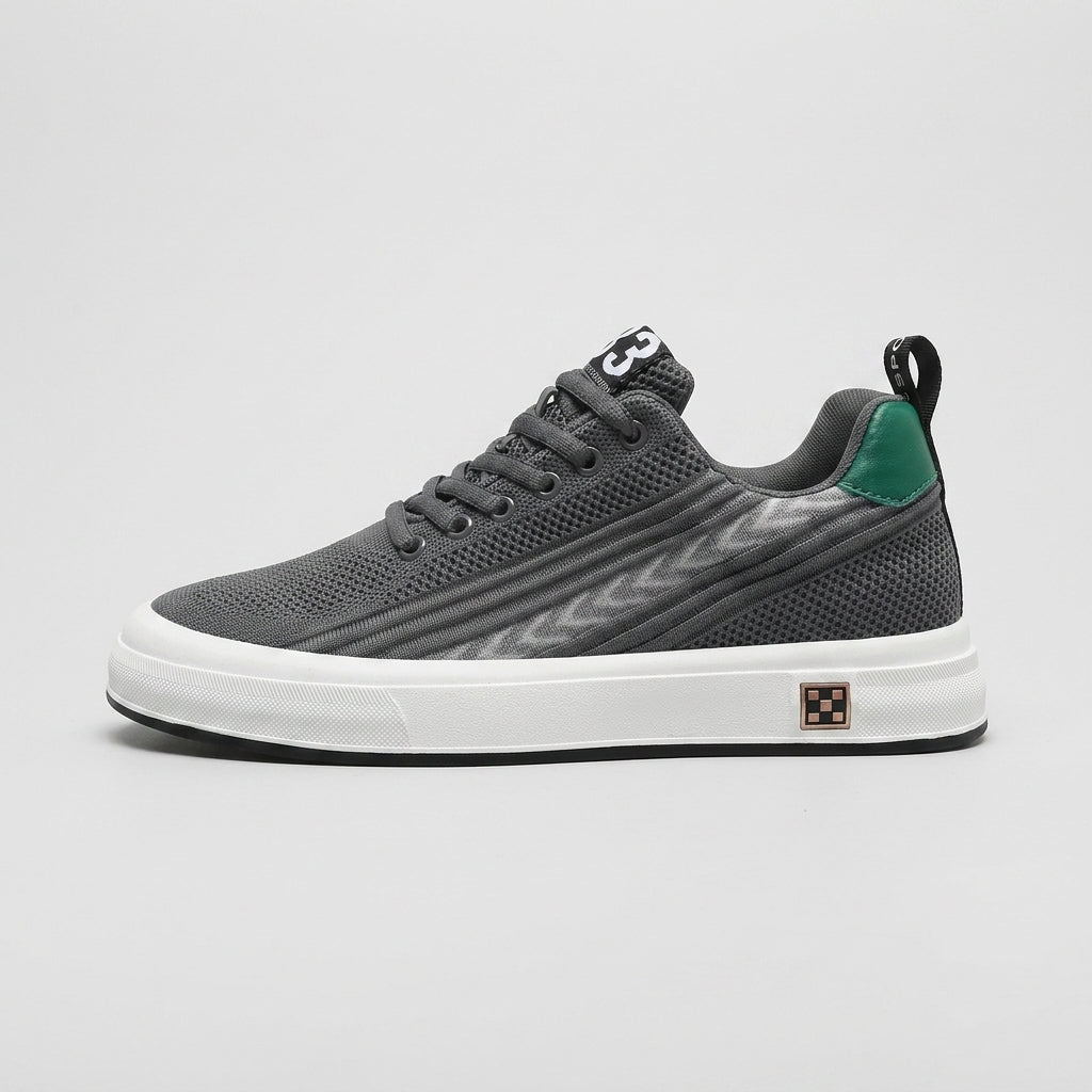 Men's Sneakers Mesh Upper Chevron Stripe Lace-Up Low-Top - 6cm