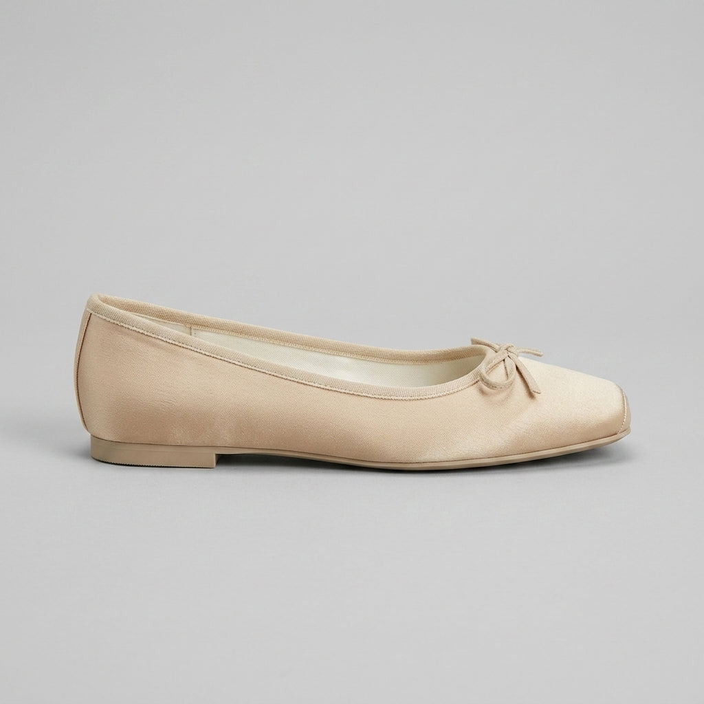 Women's Ballet Flats Square Toe Bow Accent Slip-On