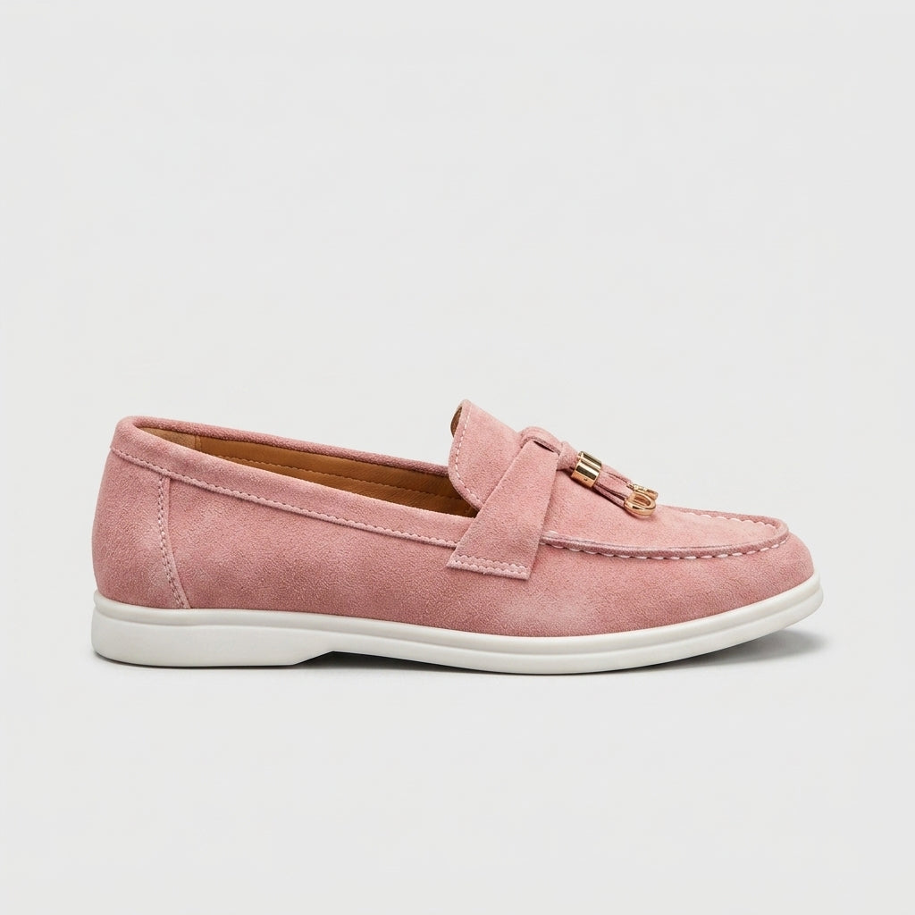 Women's Penny Loafers Slip-On Flat Moc Toe with Metal Accent