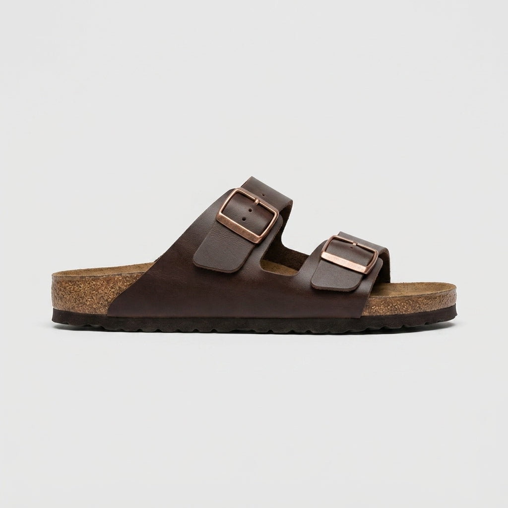 Men's Sandals Double Buckle Cork Footbed Flat Slides