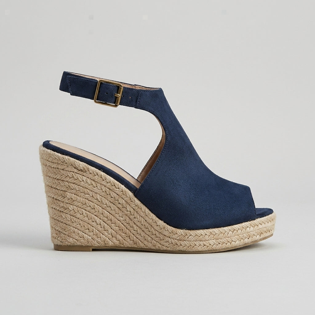 Women's Wedge Sandals Peep-Toe Espadrille Platform Cutout T-Strap