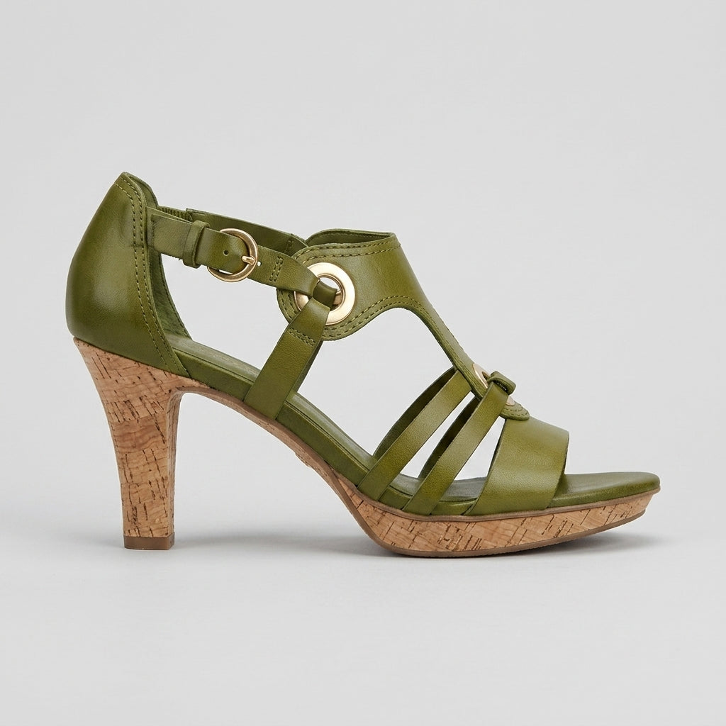 Women’s Open-Toe Heeled Sandals with Cut-Out Straps - Block Heel