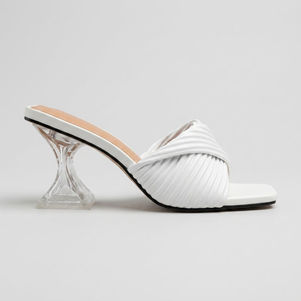 Women's Square Toe Solid Color Crystal Clear High Heels