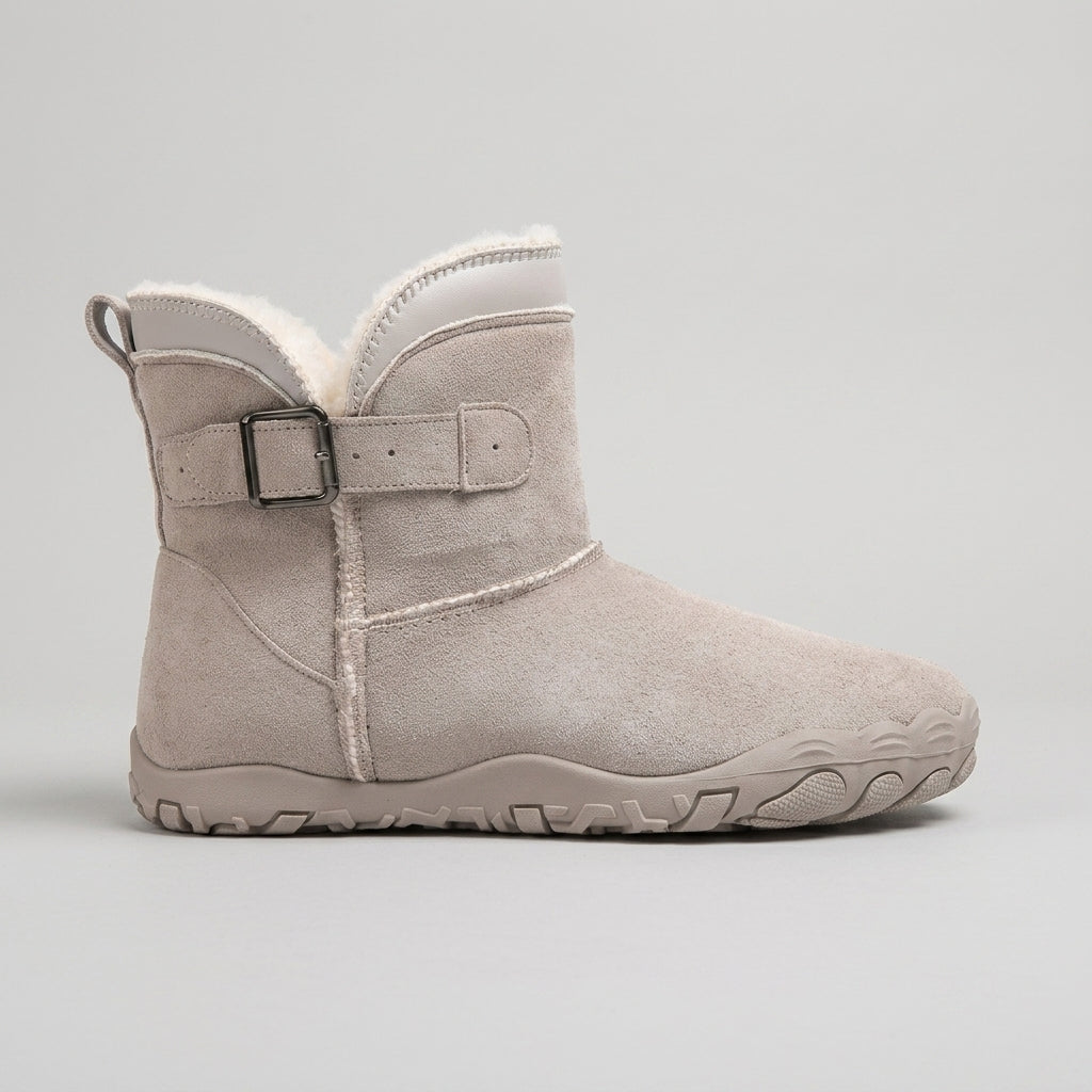 Men's Suede Ankle Boots with Fleece Lining and Buckle Strap