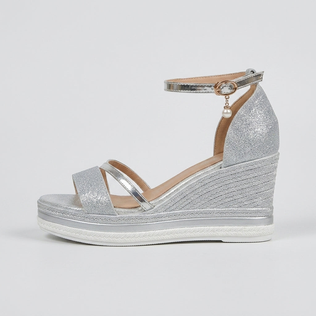 Women's Wedges Glitter Platform Espadrille Ankle Strap Sandals