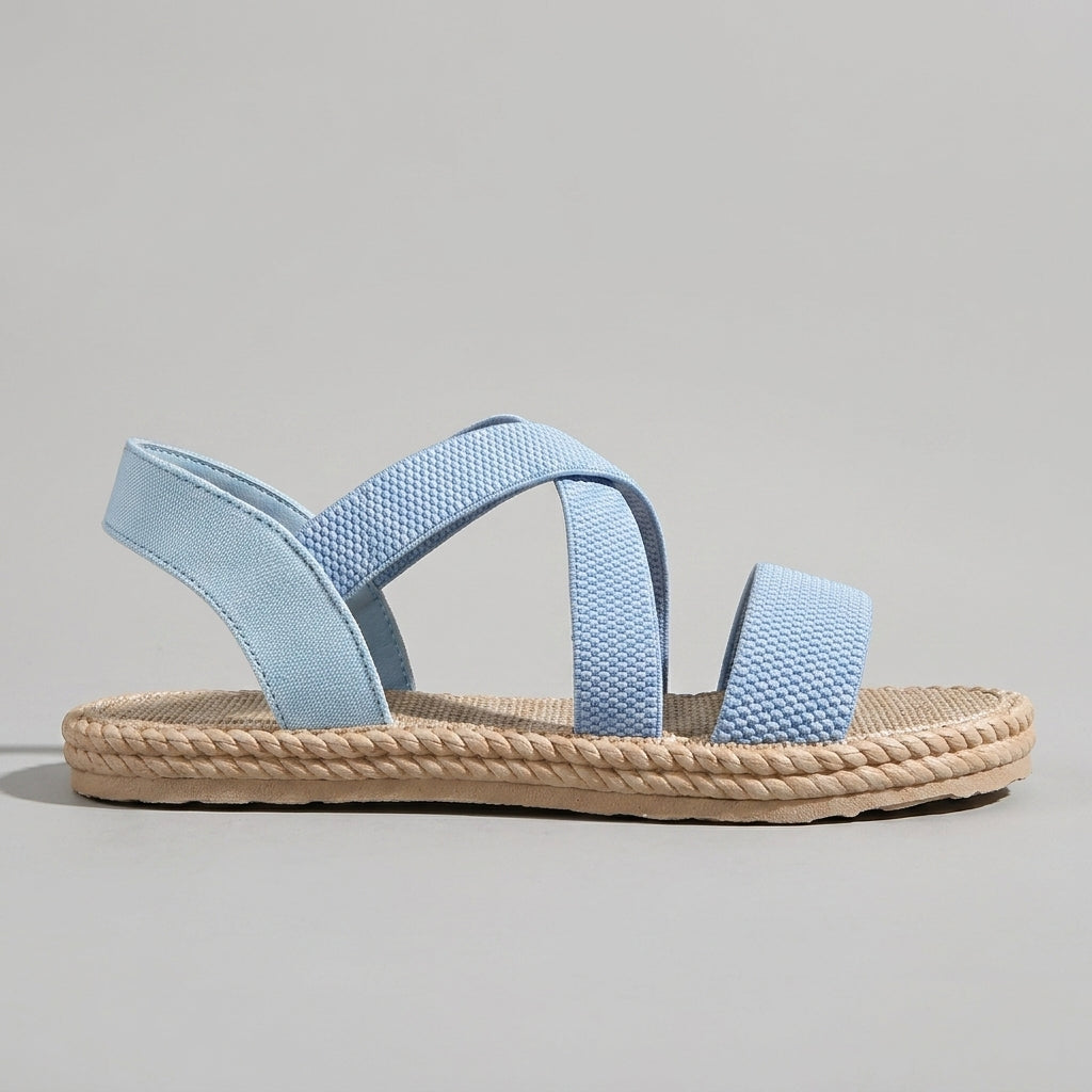 Women's Espadrille Sandals - Open Toe - Crisscross Strap - Woven Platform