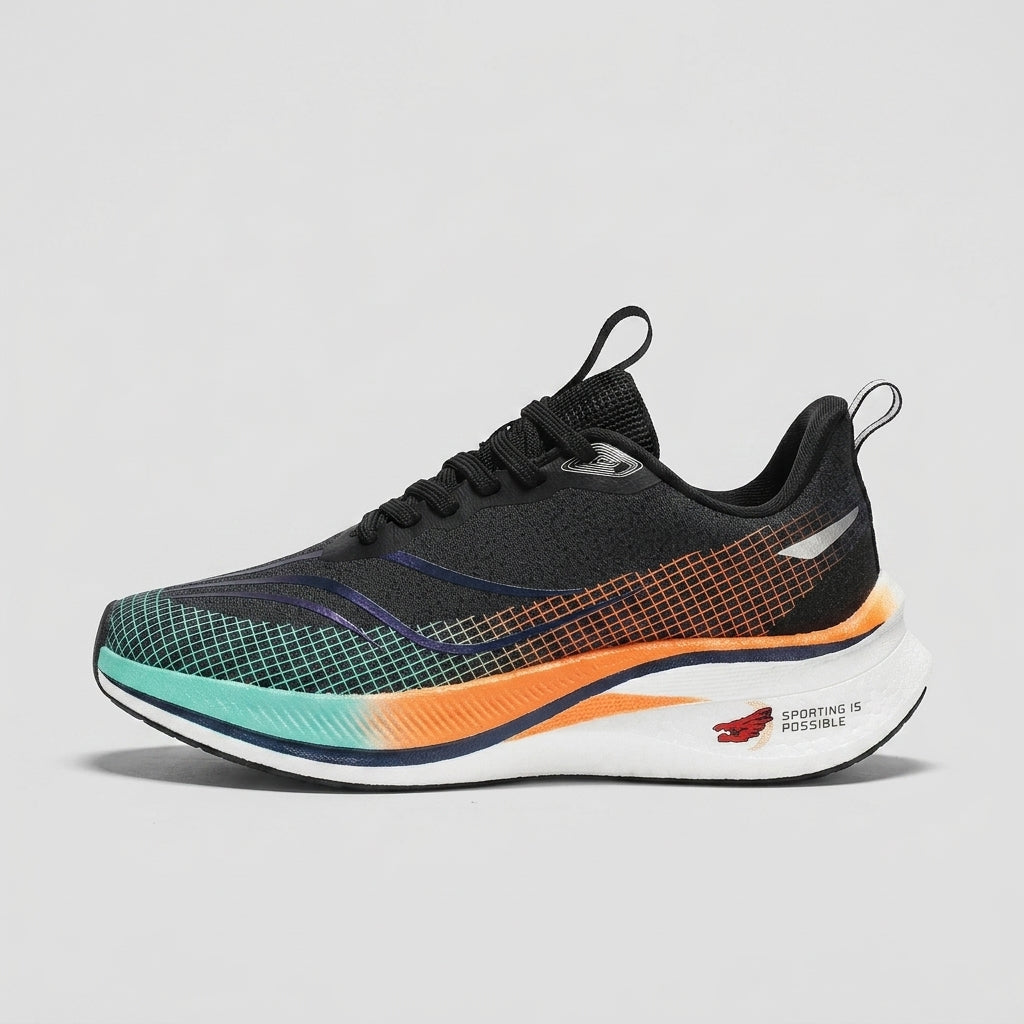 Women's Lace-Up Running Max Cushion Sneakers - Round Toe Curved Sole