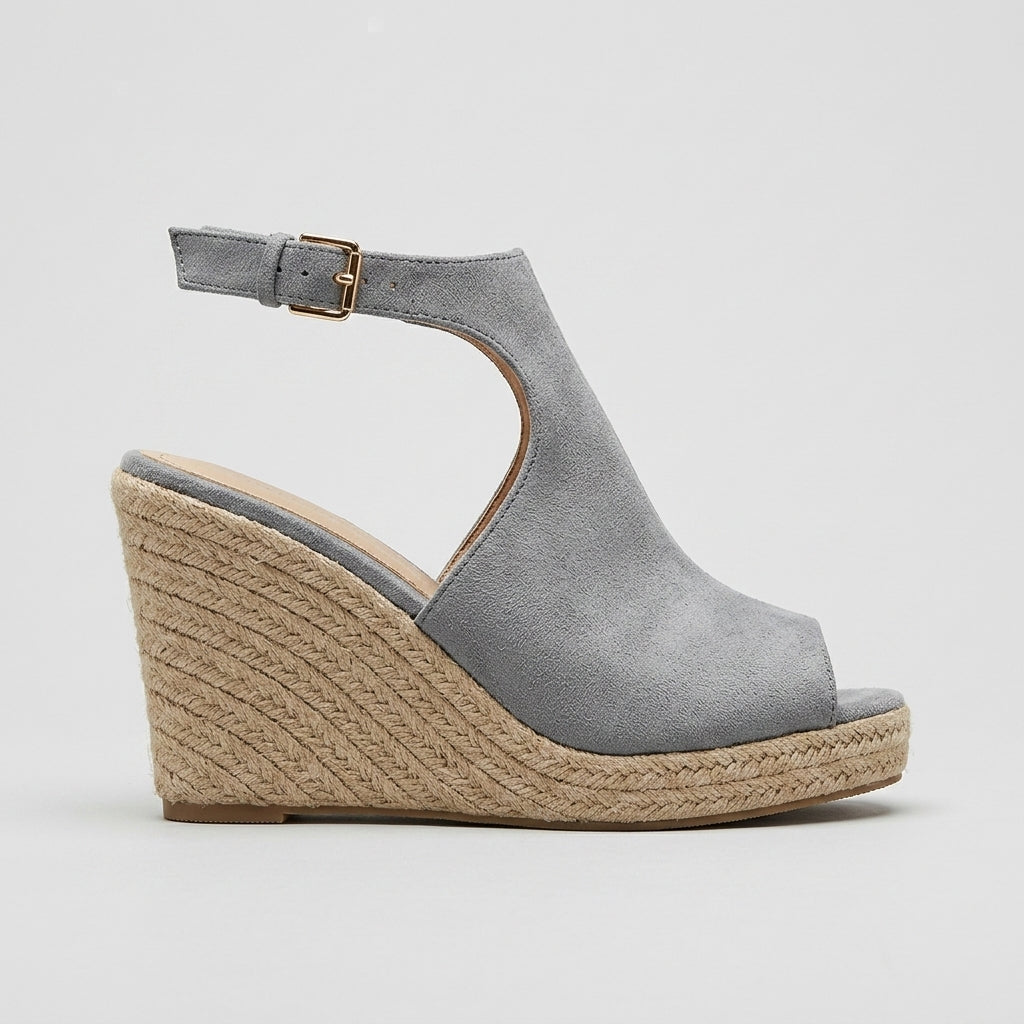 Women's Wedge Sandals Peep-Toe Espadrille Platform Cutout T-Strap