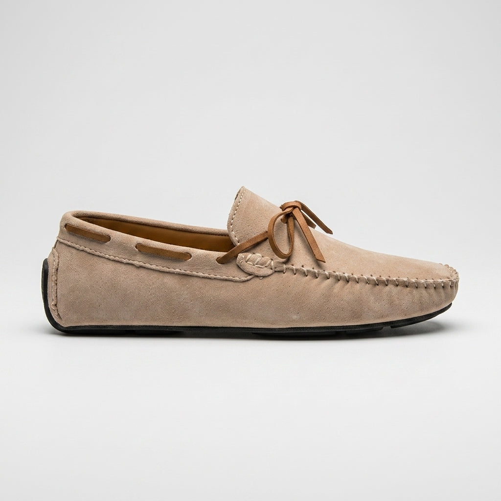 Men's Loafers Suede Moccasin Bow Lace Driving Penny Loafers