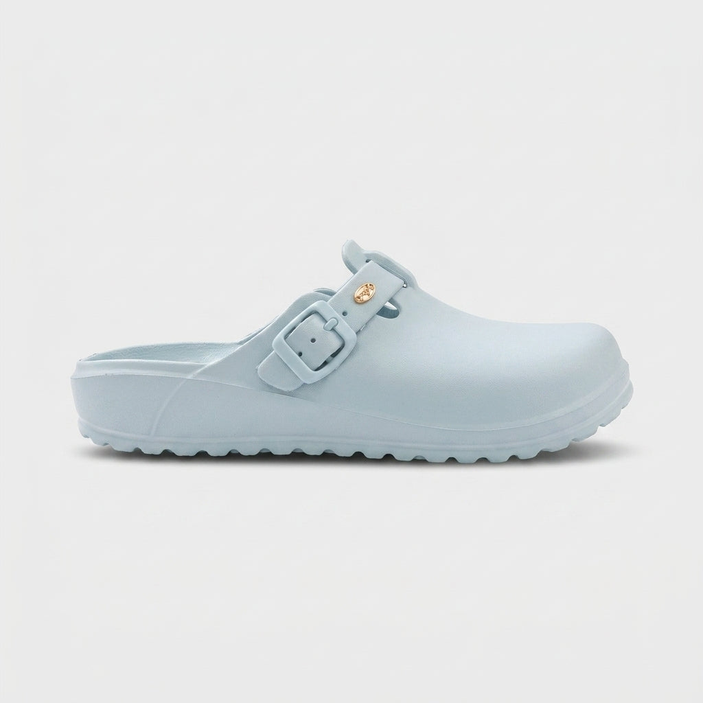 Women's Closed Toe Buckle Clogs with Molded Footbed