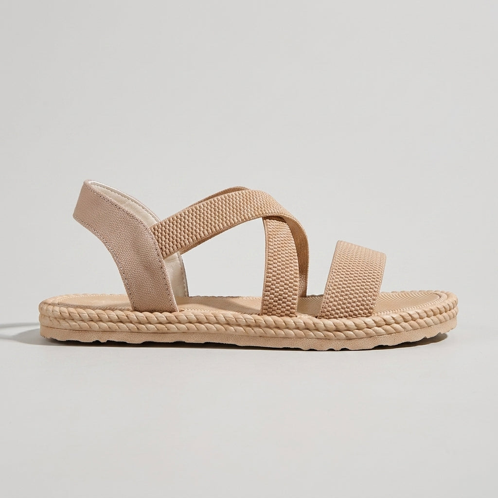 Women's Espadrille Sandals - Open Toe - Crisscross Strap - Woven Platform