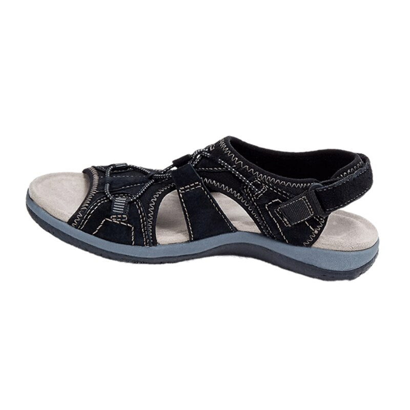 Women’s Adjustable Open Toe Sandals with Back Strap and Flat Sole
