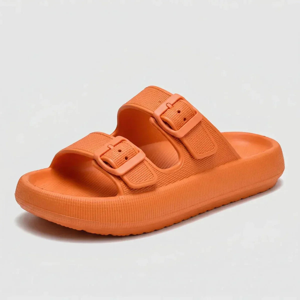 Women's Slide Sandals - Open Toe - Dual Buckle - Platform Sole