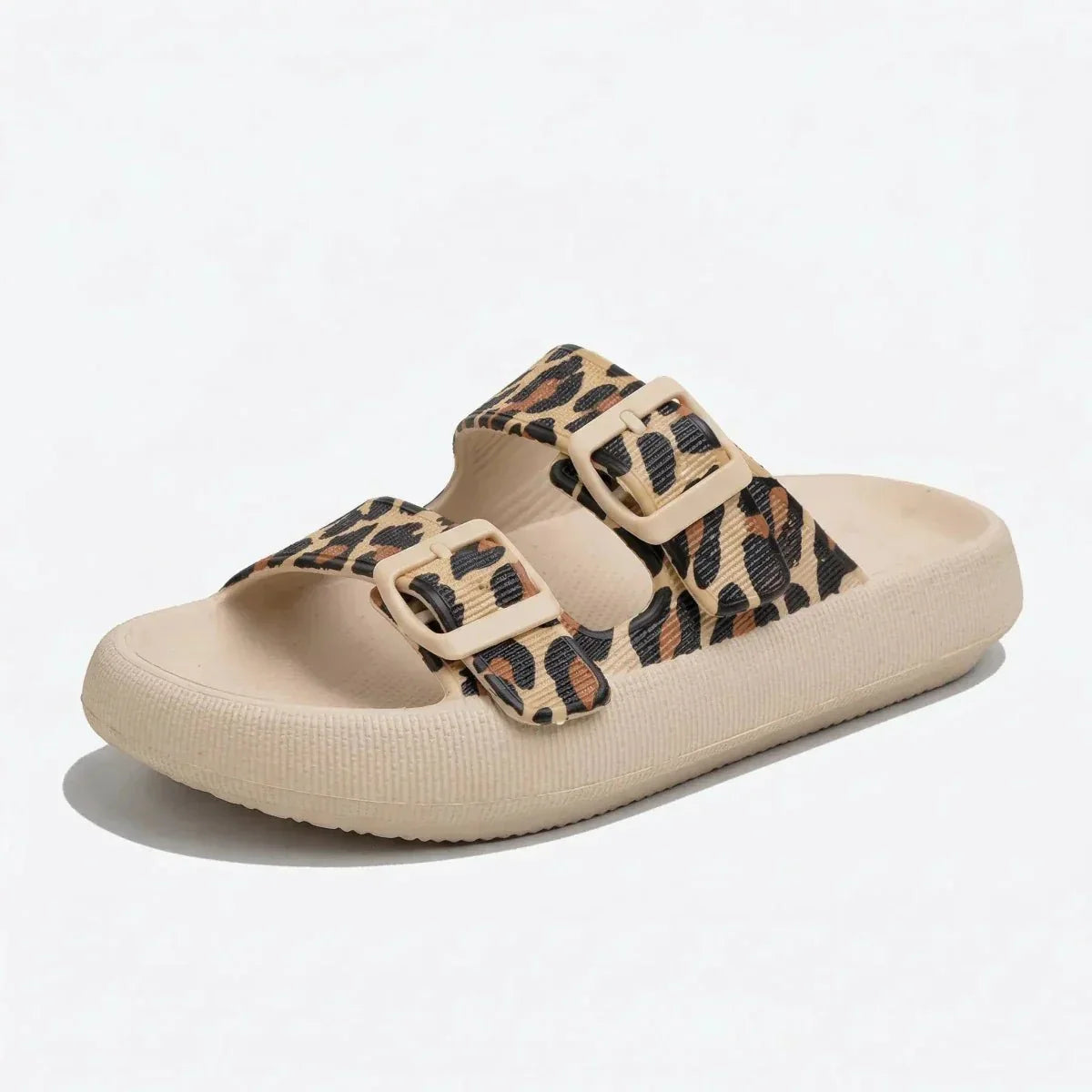 Women's Slide Sandals - Open Toe - Dual Buckle - Platform Sole