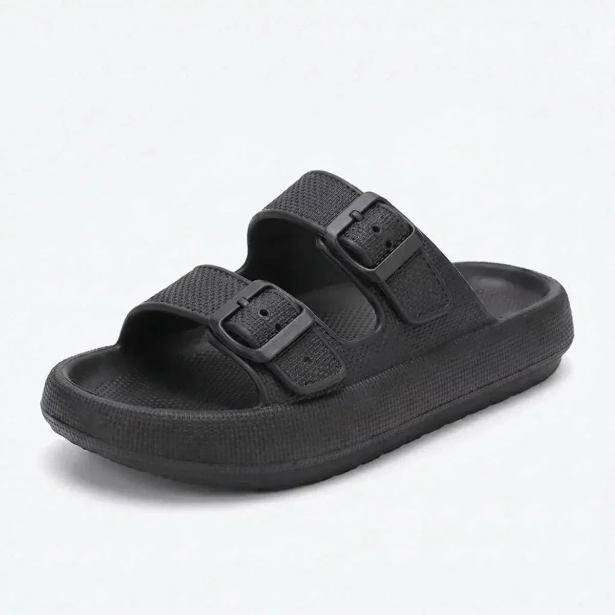 Women's Slide Sandals - Open Toe - Dual Buckle - Platform Sole