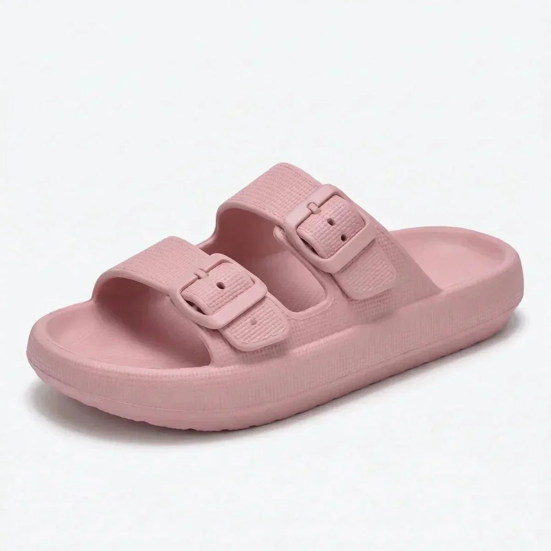 Women's Slide Sandals - Open Toe - Dual Buckle - Platform Sole
