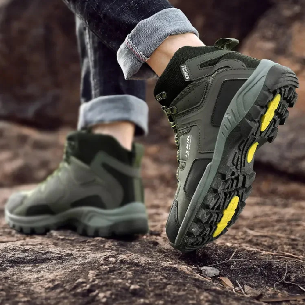 Men’s Waterproof Mid-Top Hiking Shoes with Lace-Up Support