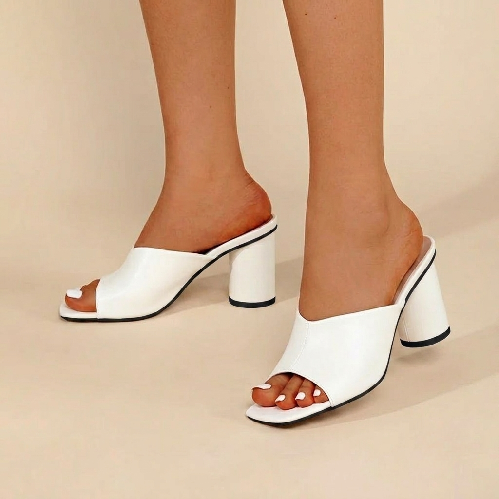 Women’s Square Toe Mule Heels with Sculpted Block Heel
